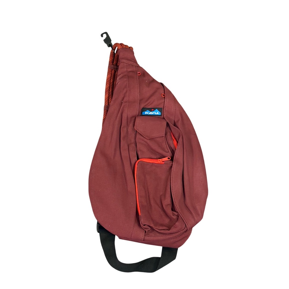 NWT KAVU Original Rope Bag Sling Pack Crossbody Port Maroon Burgundy Canvas